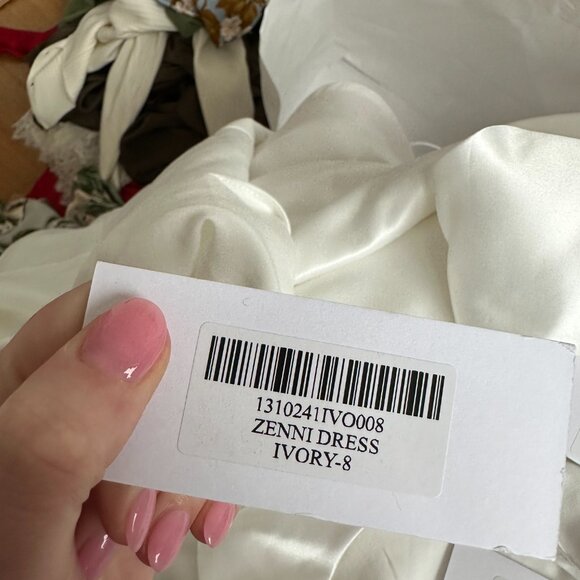 NWT Reformation Zenni Satin Bridal Mini Dress Sz 8 Ivory A-line V-Back Fitted - Picture 3 of 10